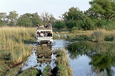 land rover in water